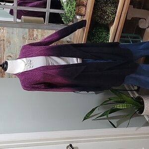 Barefoot Dreams Ombré Purple Fade To Black Open Front Wrap Cardigan M